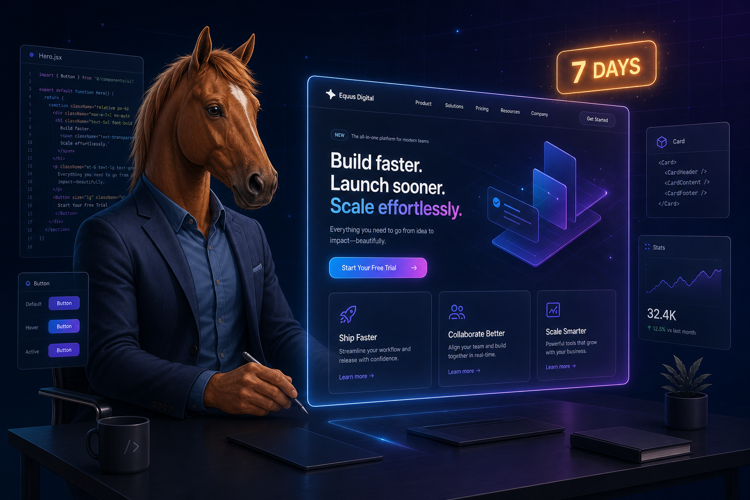 Carova Digital website build illustration